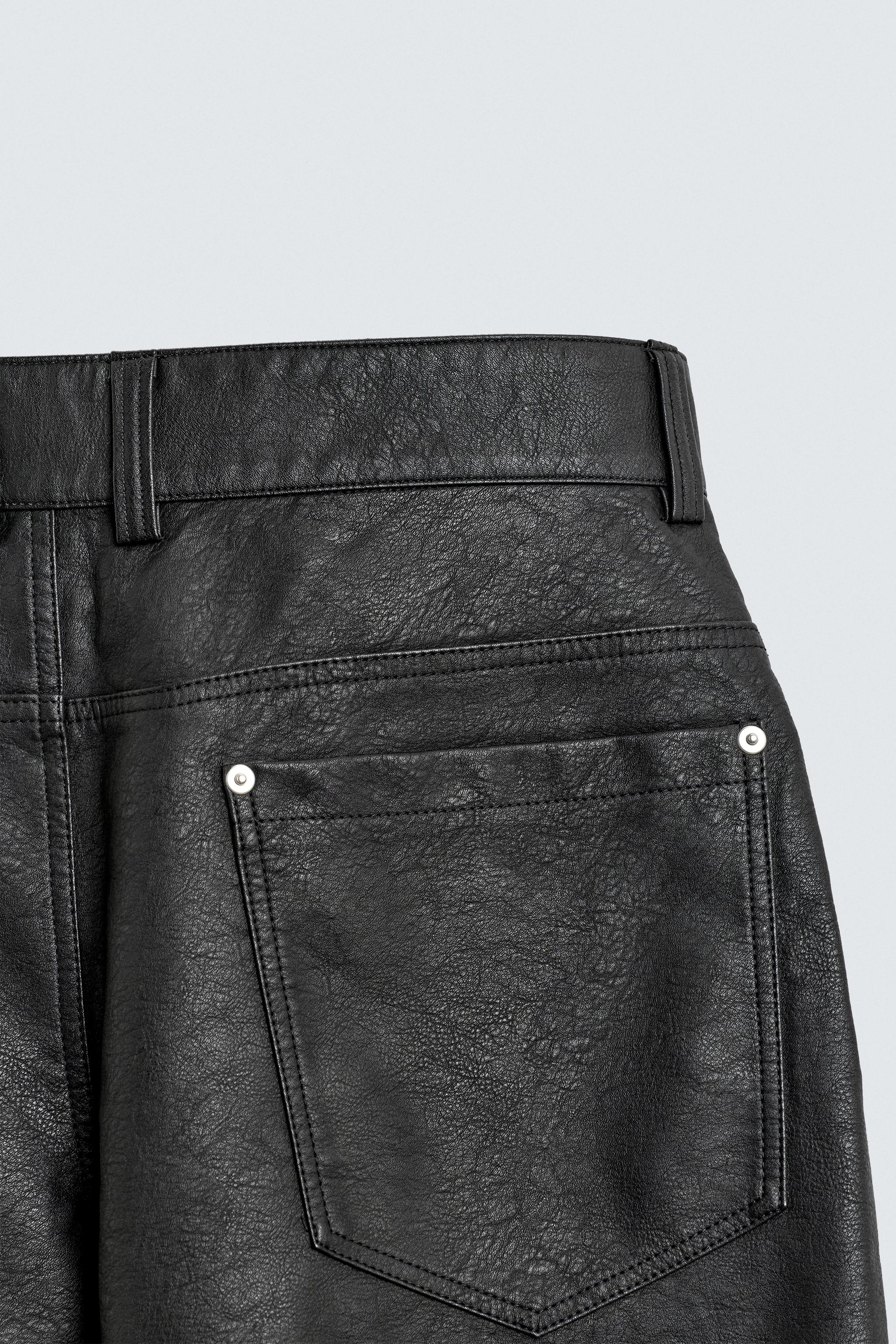 RELAXED FIT FAUX LEATHER SHORTS