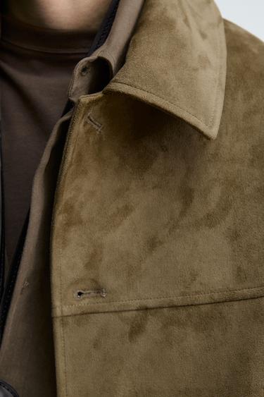 FAUX SUEDE REGULAR FIT JACKET - Dark brown by Zara - Image 6