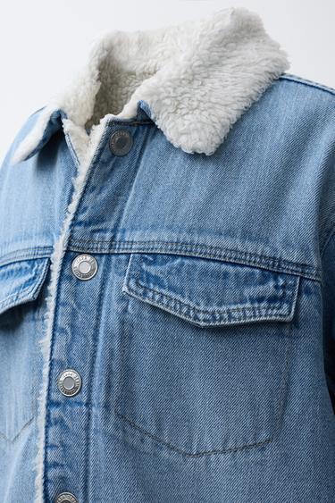 FAUX SHEARLING DENIM OVERSHIRT - Mid-blue by Zara - Image 4
