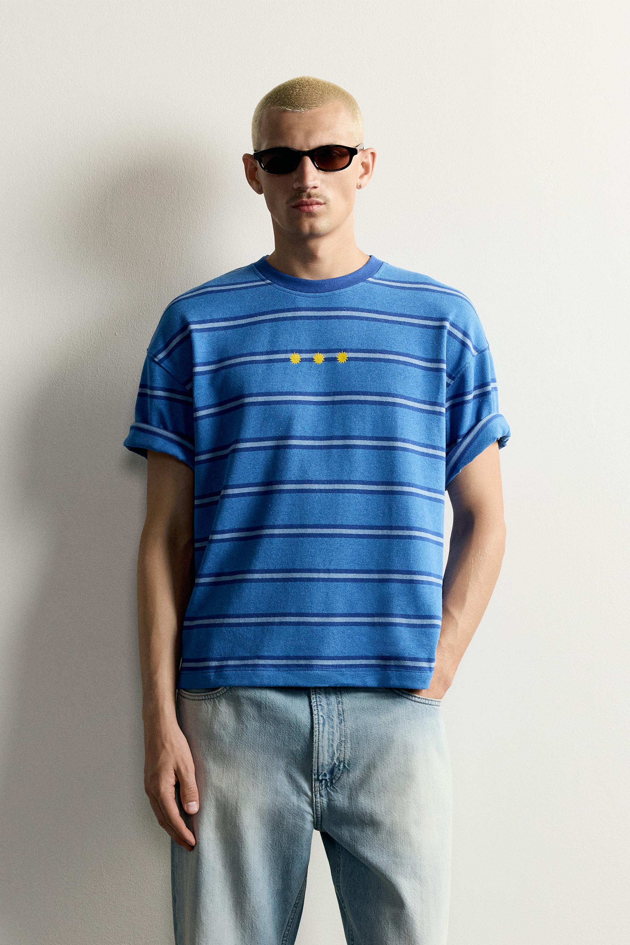 STRIPED JACQUARD EMBROIDERED T-SHIRT