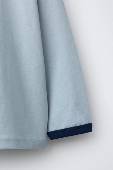PLAIN T-SHIRT WITH CONTRAST PIPING - Sky blue by Zara - Image 3