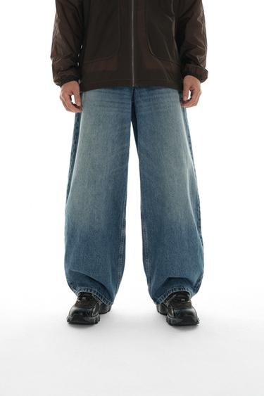 Zara BALLOON FIT 牛仔褲 - 中藍色