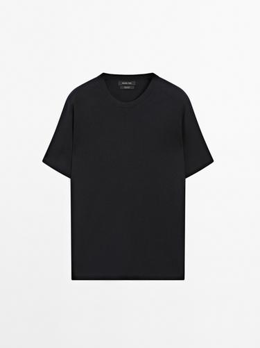 Zara 100% cotton short sleeve knit sweater - Navy blue
