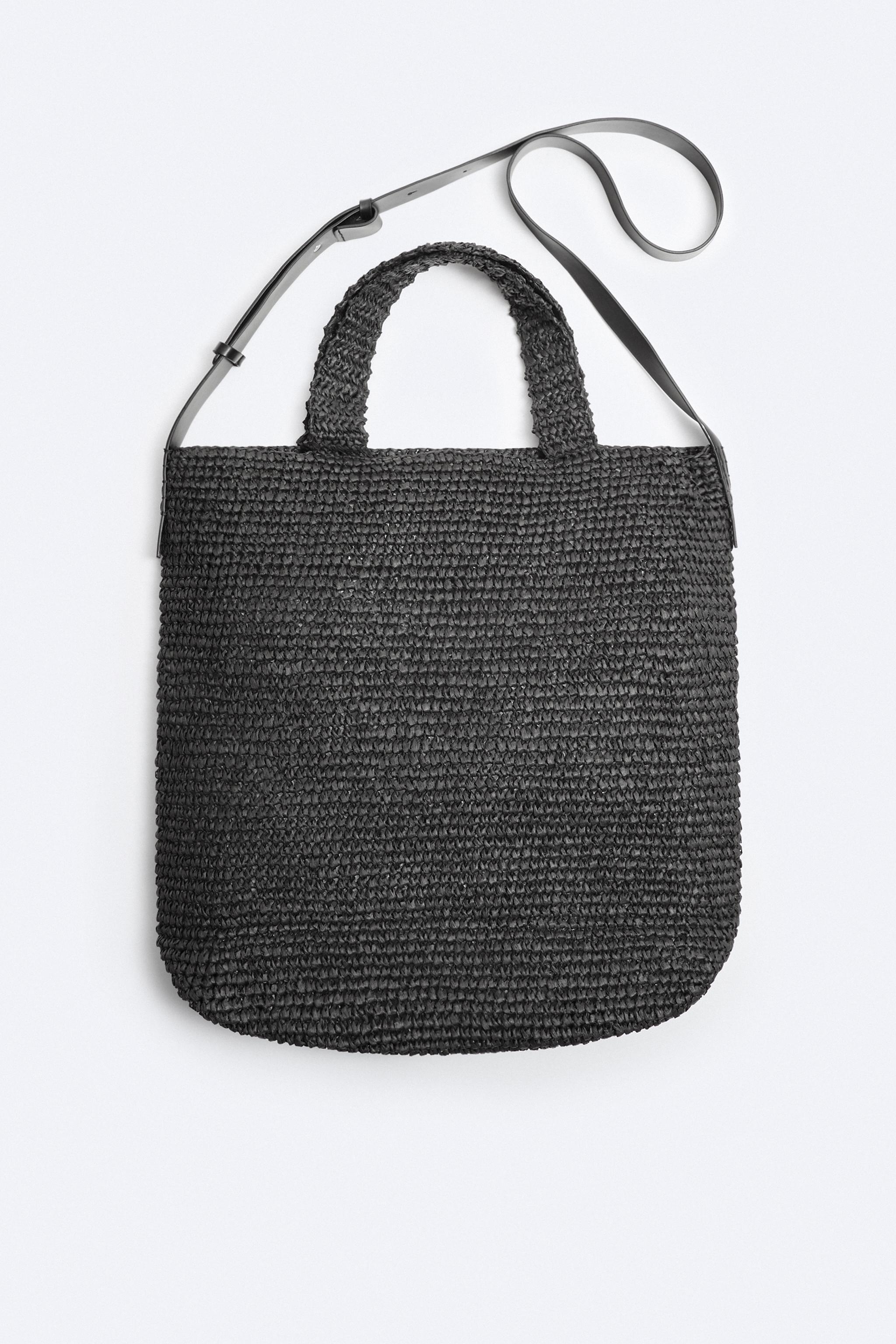 RAFFIA TOTE Black ZARA Australia