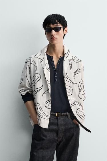 PAISLEY PRINT JACQUARD SHIRT - White by Zara