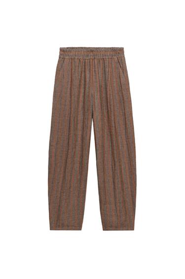 Zara PRUGASTE HLAČE OD 100% LANA – Brown Stripes