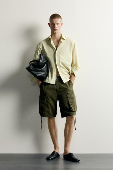 RELAXED FIT STRIPED FLOWING SHIRT - Light green by Zara - Image 0