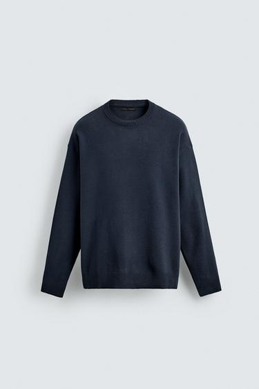 PULLOVER CON STRUTTURA SOFT - Blu di Zara