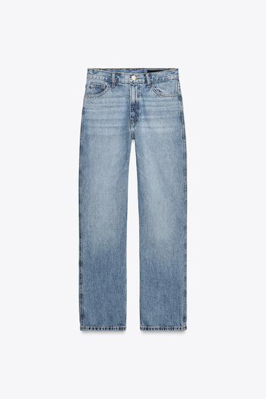 ZW COLLECTION STRAIGHT HIGH-WAIST JEANS - Light blue by Zara