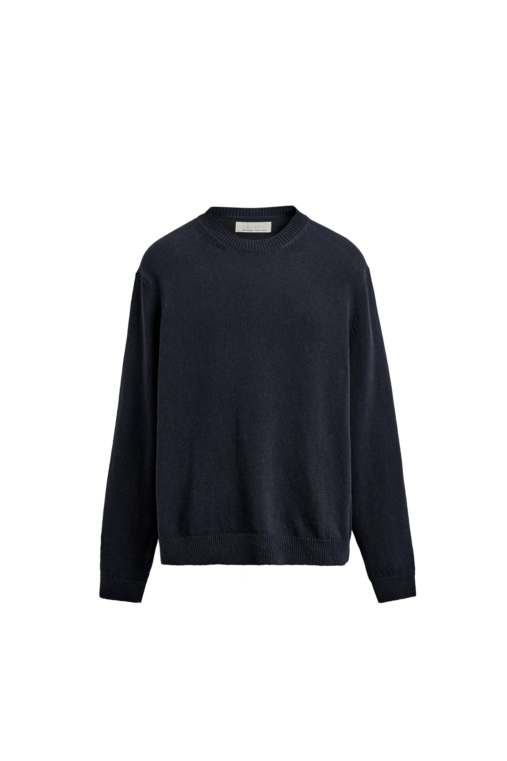 リネン混レギュラーフィットセーター - ダークネイビーブルー | ZARA 