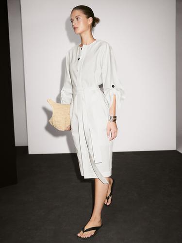 Zara Shirt dress with contrast buttons - Ecru - Image 0