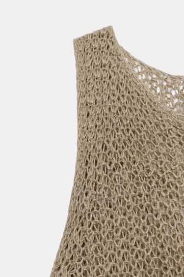 100% LINEN CUTWORK TOP - Straw by Zara - Image 6