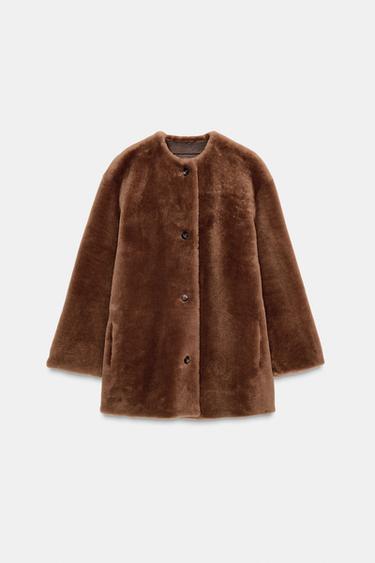 100% REVERSIBLE LEATHER COAT - Brown by Zara