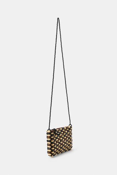 MINI SAC BANDOULIÈRE BOULES EN BOIS - Marron clair de Zara - Image 2