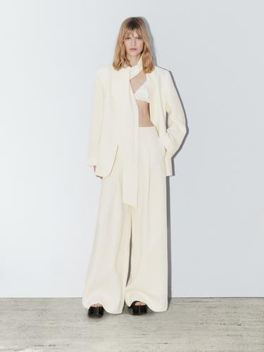 Pantalon large 100 % lin - STUDIO - Écru de Zara - Image 0