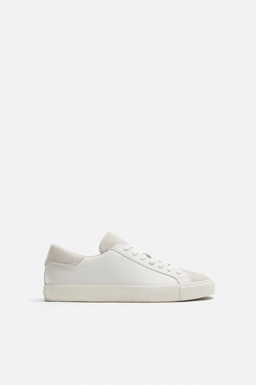 Zara LEATHER SNEAKERS - White