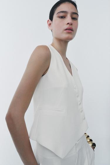 ZW COLLECTION ASYMMETRIC WAISTCOAT - Ecru by Zara