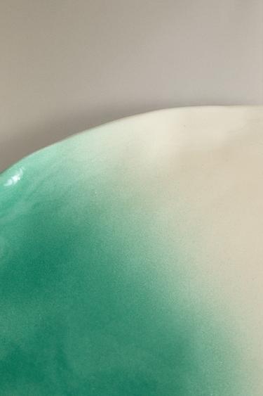 OMBRÉ STONEWARE DINNER PLATE X COLLAGERIE - Green / Ecru by Zara - Image 4