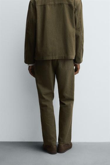 PANTALON STRUCTURE COTON - Vert de Zara - Image 2