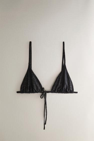 ANIMAL PRINT BEACH BIKINI TOP - Brown by Zara - Image 0