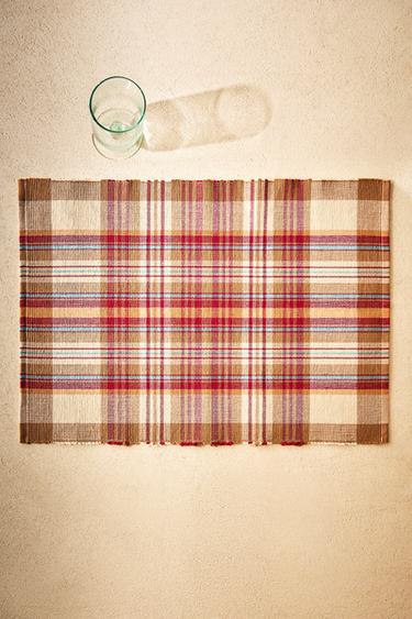PACK OF CHECK COTTON PLACEMATS (PACK OF 2) - Dark orange by Zara