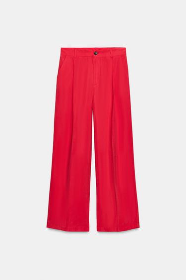 HIGH-WAIST PLEATED TROUSERS - Strawberry by Zara