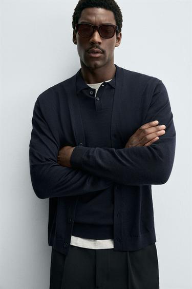 100% WOOL CARDIGAN - Navy blue by Zara
