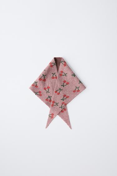 FICHU TRIANGULAIRE EN MAILLE CERISES - Rose de Zara