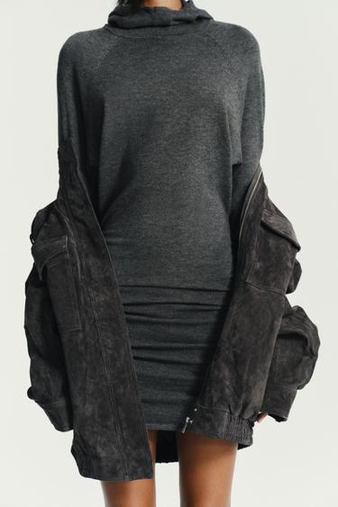 HOODIE KNIT MINI DRESS - Anthracite grey by Zara - Image 1