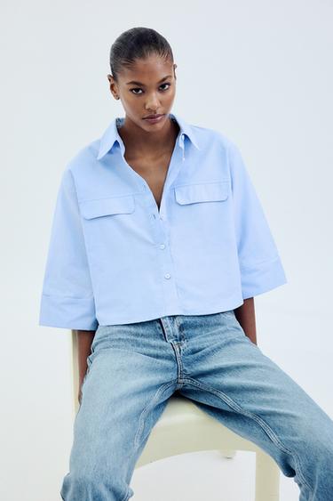 CHEMISE OXFORD COURTE - Bleu clair de Zara - Image 4