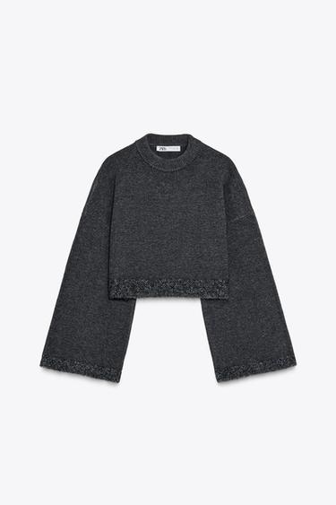 CROP KNIT SWEATER - Grey by Zara