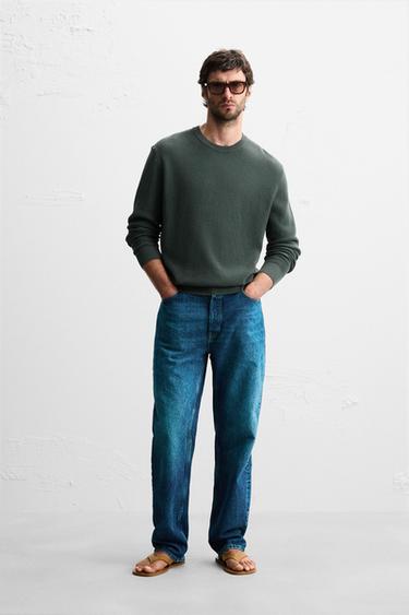 REGULAR FIT TEXTURED SWEATER - Blue / Green by Zara