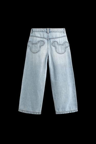 LOOSE FIT JEANS WITH MICKEY SILHOUETTE PATCH HARRY LAMBERT FOR ZARA X DISNEY - Light blue by Zara