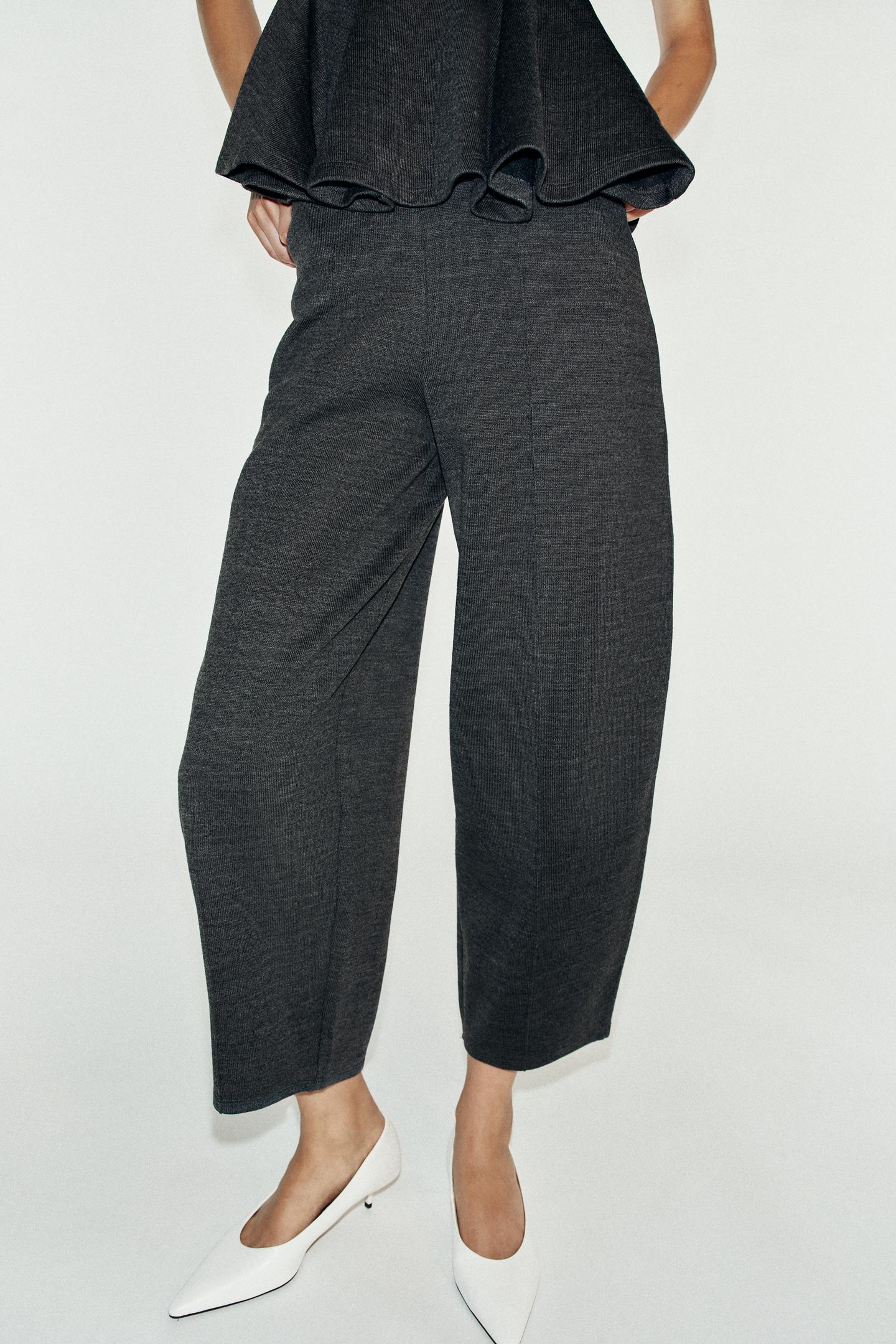 Женские брюки Zara Soft Barrel-Leg, цвет: Антрацитовый серый — фото 4