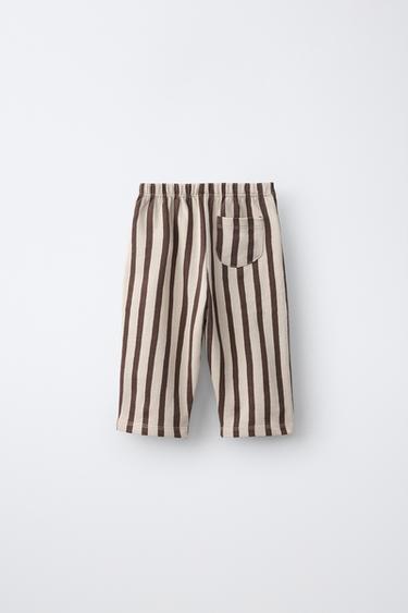 STRIPED PRINT PANTS — Brown 2