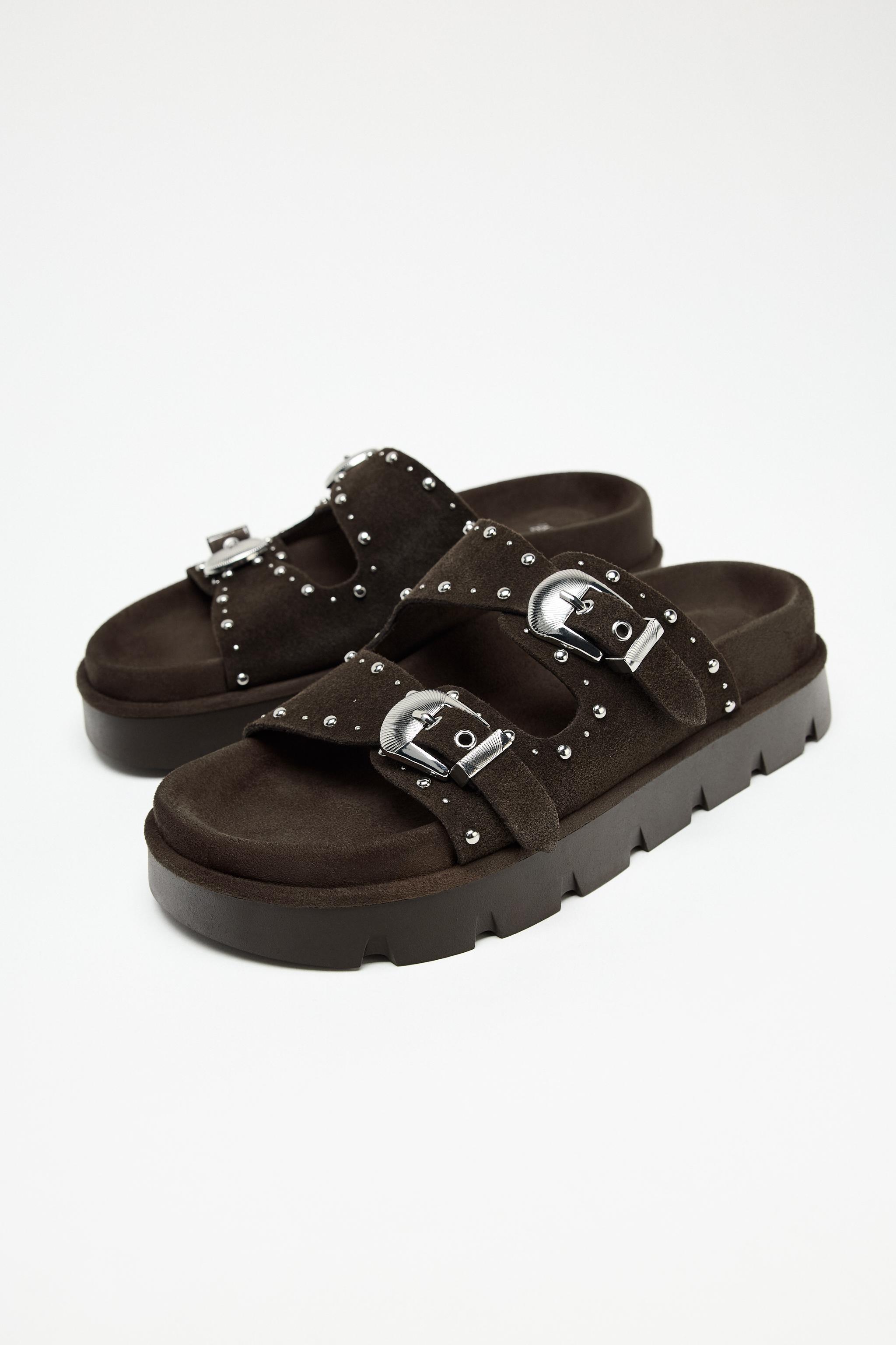 Sandalias Plataforma Mujer SANDALIA PLANA OJALES Marru00f3n