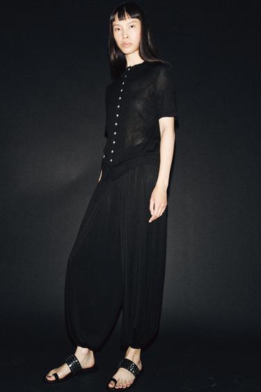 GILET EN MAILLE MANCHES COURTES - Noir de Zara - Image 3