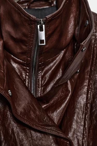 ZW COLLECTION FAUX LEATHER JACKET - Brown by Zara - Image 8