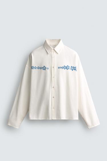 RELAXED FIT FLORAL PRINT SHIRT - White by Zara