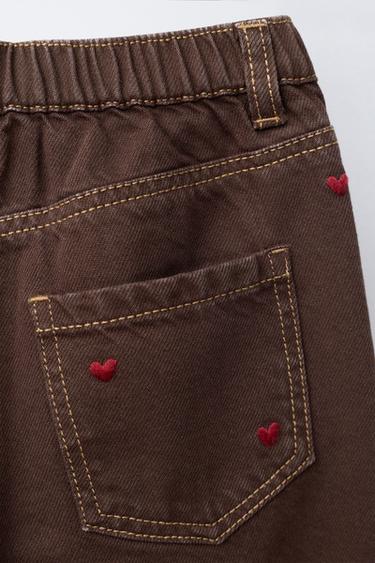 PANTALON EN SERGÉ BALLON CŒURS - Marron de Zara - Image 3