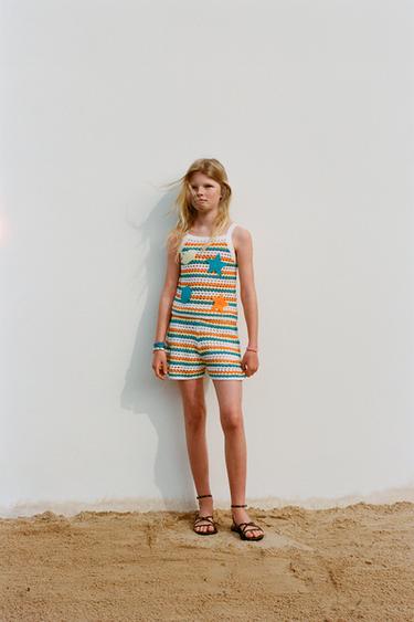 GESTREEPTE TRICOT TOP MET ZEEMOTIEVEN - Oranje van Zara