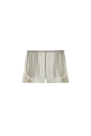 SHORTS ME DANTELLË TË QËNDISUR - Në të gjelbër nga Zara