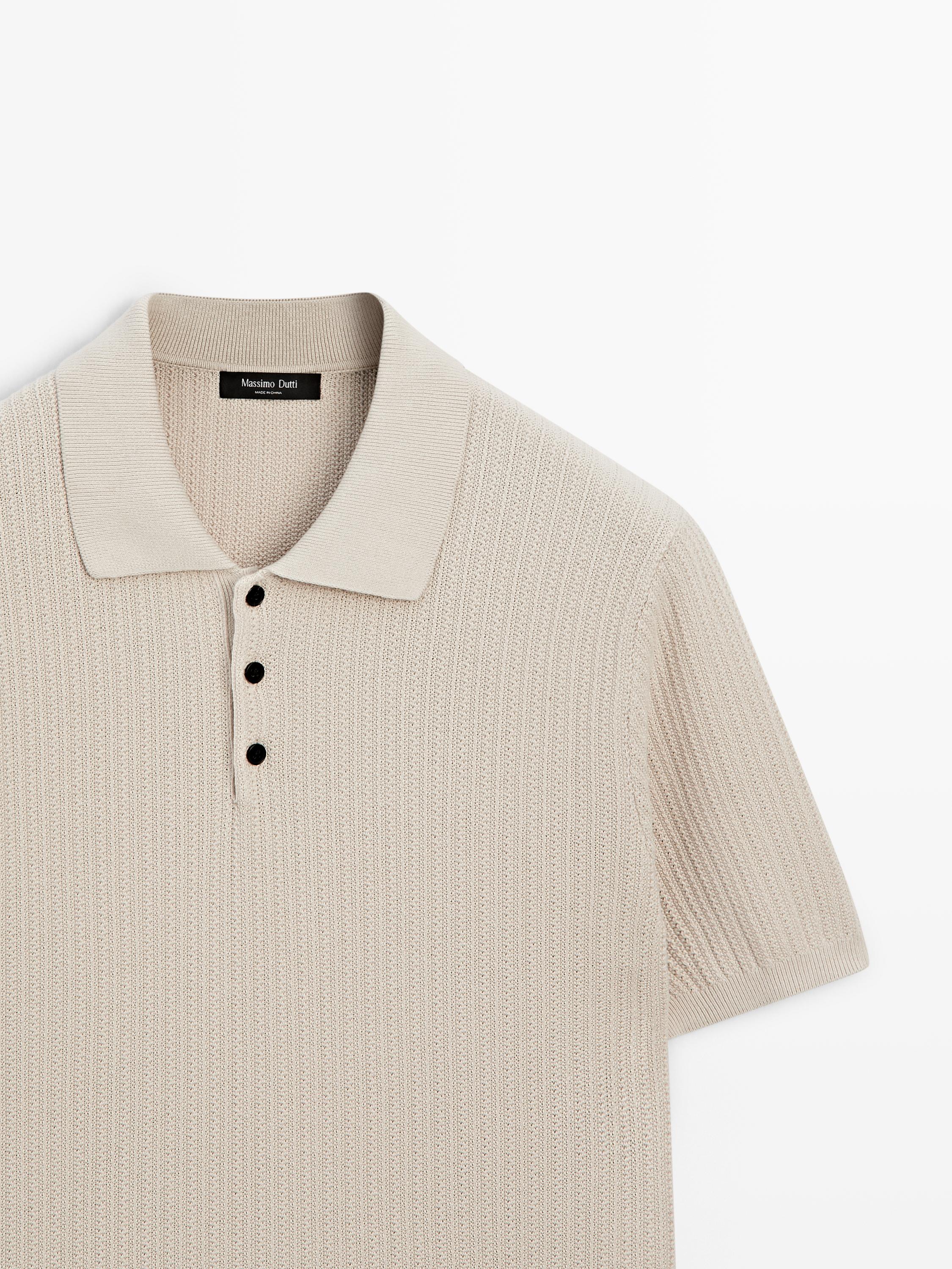 Pull polo en maille texturée 100 % coton