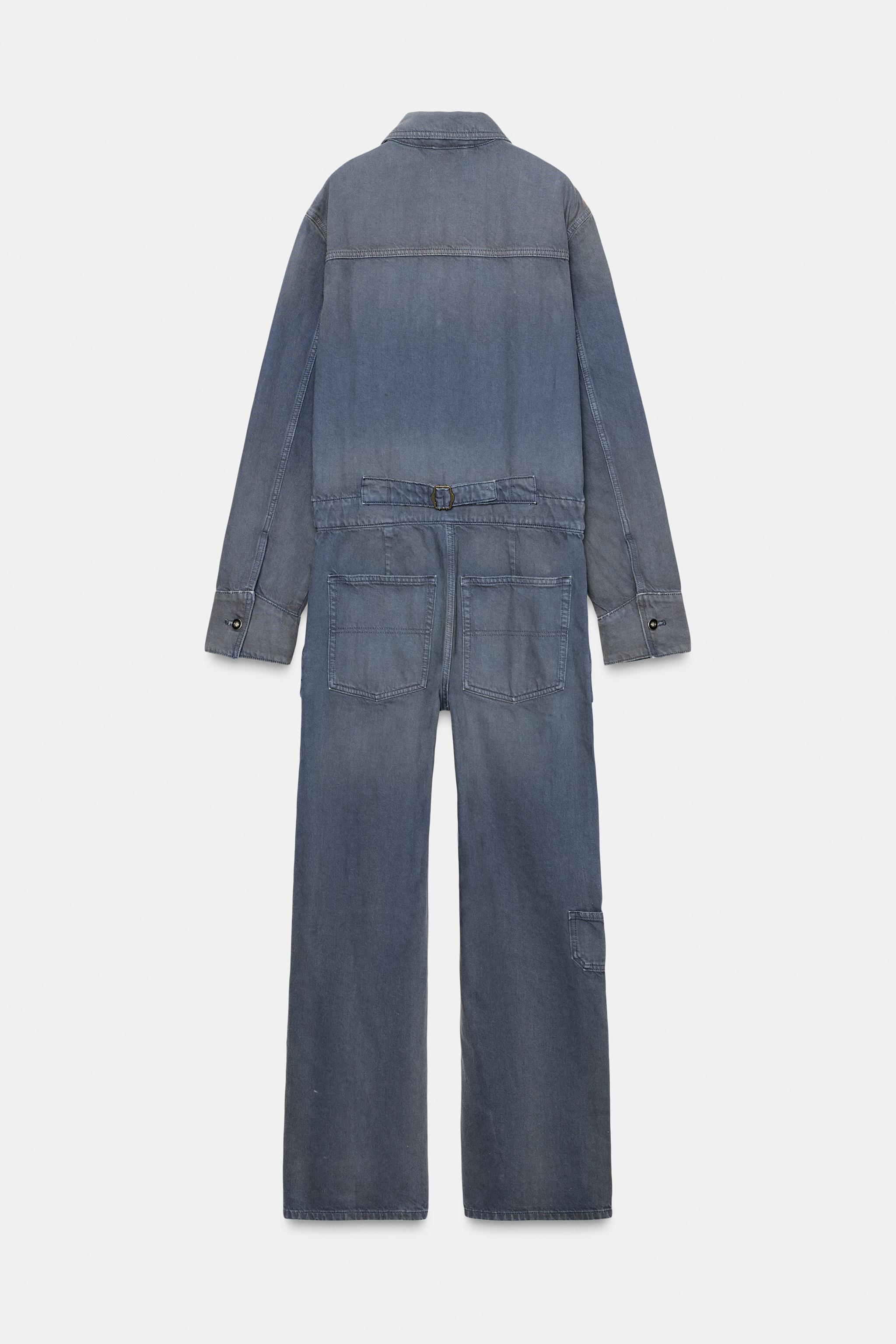 TRF WASHED EFFECT DENIM JUMPSUIT