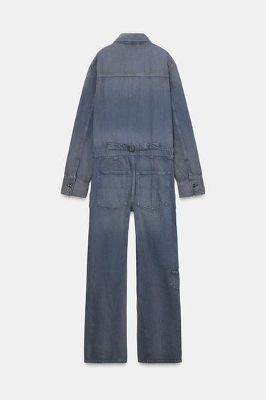 COMBINAISON LONGUE EN JEAN TRF EFFET DÉLAVÉ - Bleu de Zara - Image 4
