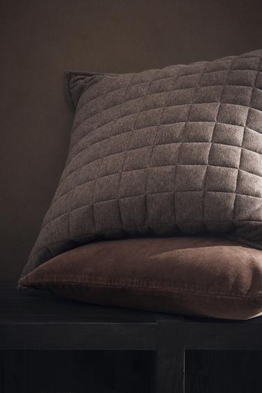 GREY COTTON JERSEY MELANGE CUSHION COVER FOR QUILTS - Dark grey by Zara