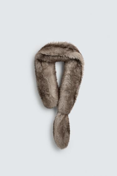Zara FAUX FUR STOLE SCARF HARRY LAMBERT FOR ZARA X DISNEY - Light mink