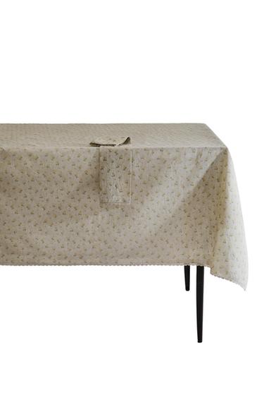 TISCHDECKE MIT WILDEM BLUMENMUSTER UND SPITZENKANTE - Taupegrau von Zara