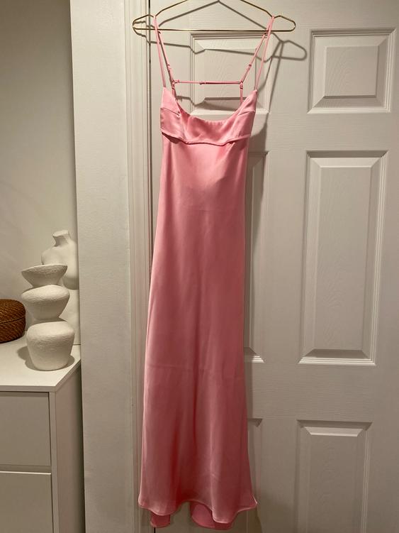 satin effect cut out dress SECOND HAND Bohemian Ruffle Layered Maxi DC Comics Silk dress outs and eye Color:Pink/Orange