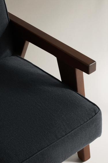 FAUTEUIL EN NOYER ET LIN ZARA HOME BY BLASCO - Bleu pétrole de Zara - Image 3